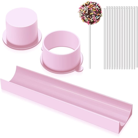 Molde para cake pops redondos con bandeja de 9 pulgadas y palitos, rosado