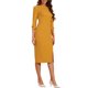 thumbnail image 4 of INSPIRE CHIC Vestido de Tubo para Mujer Cuello Barco Mangas 3/4 Dobladillo con Abertura Vestidos Midi para el Trabajo Amarillo S, 4 of 6