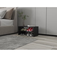 Tuhome - Modulo Zapatero Z-72 Apilable Negro 34,9X72X34,1 Cm