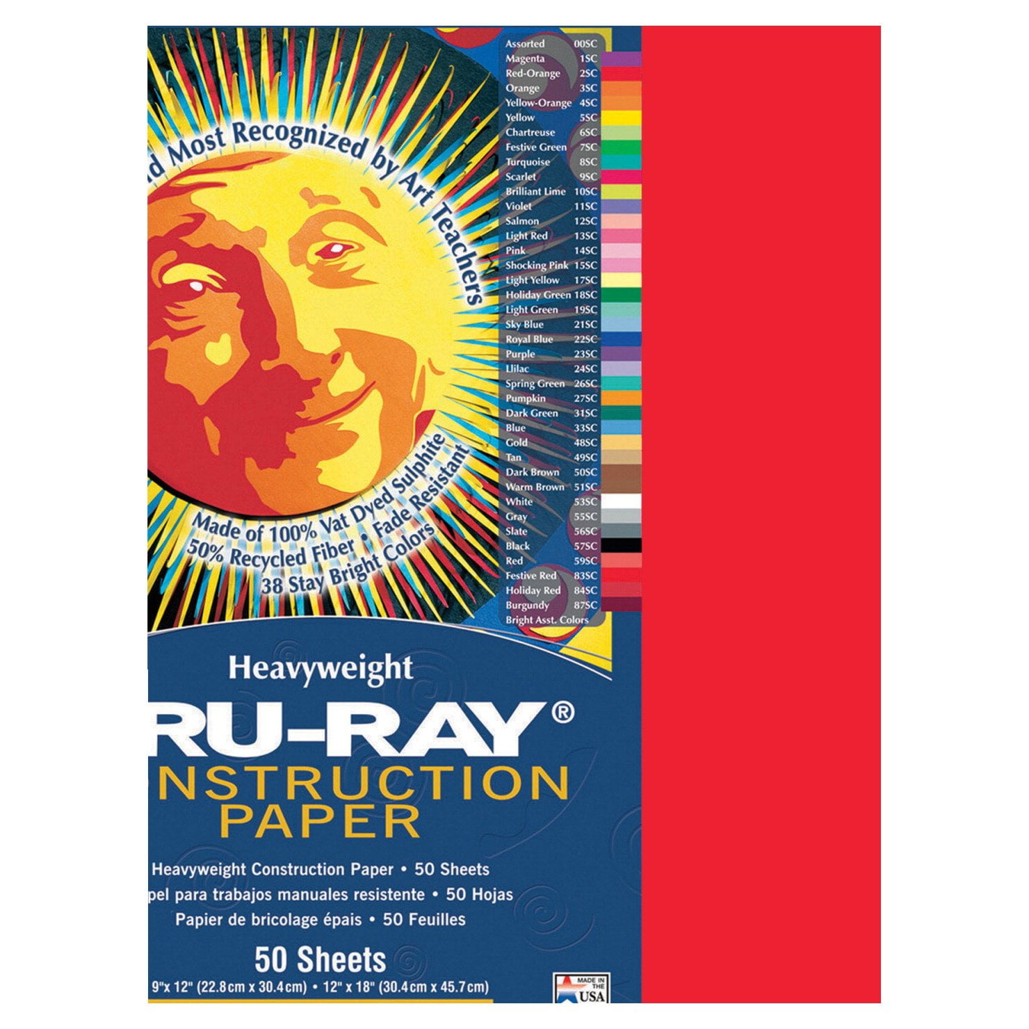 Papel De Construcción Pacon Tru-ray Festive Red 35 Colores