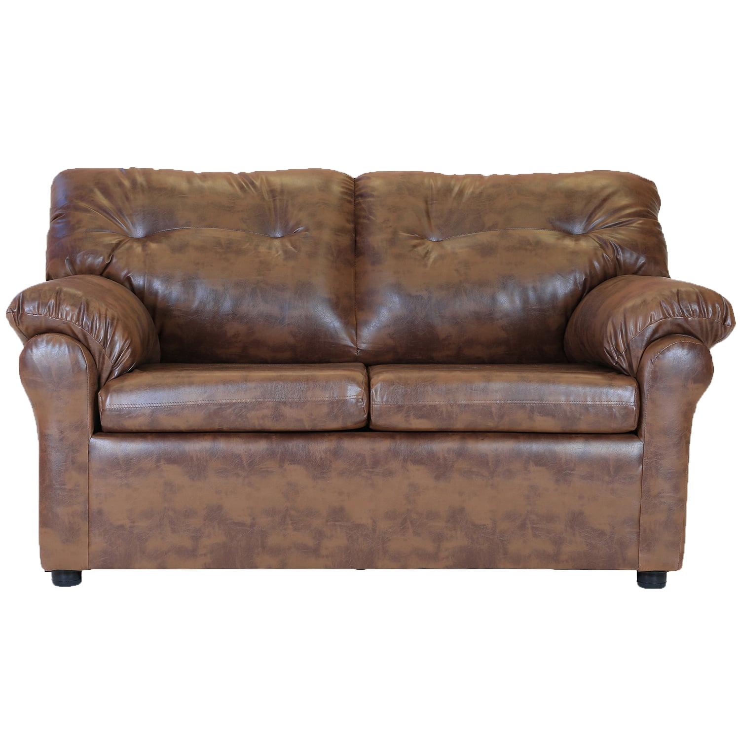 Muebles América - Sofá América 2 Cuerpos Cuero Sintético Caramelo