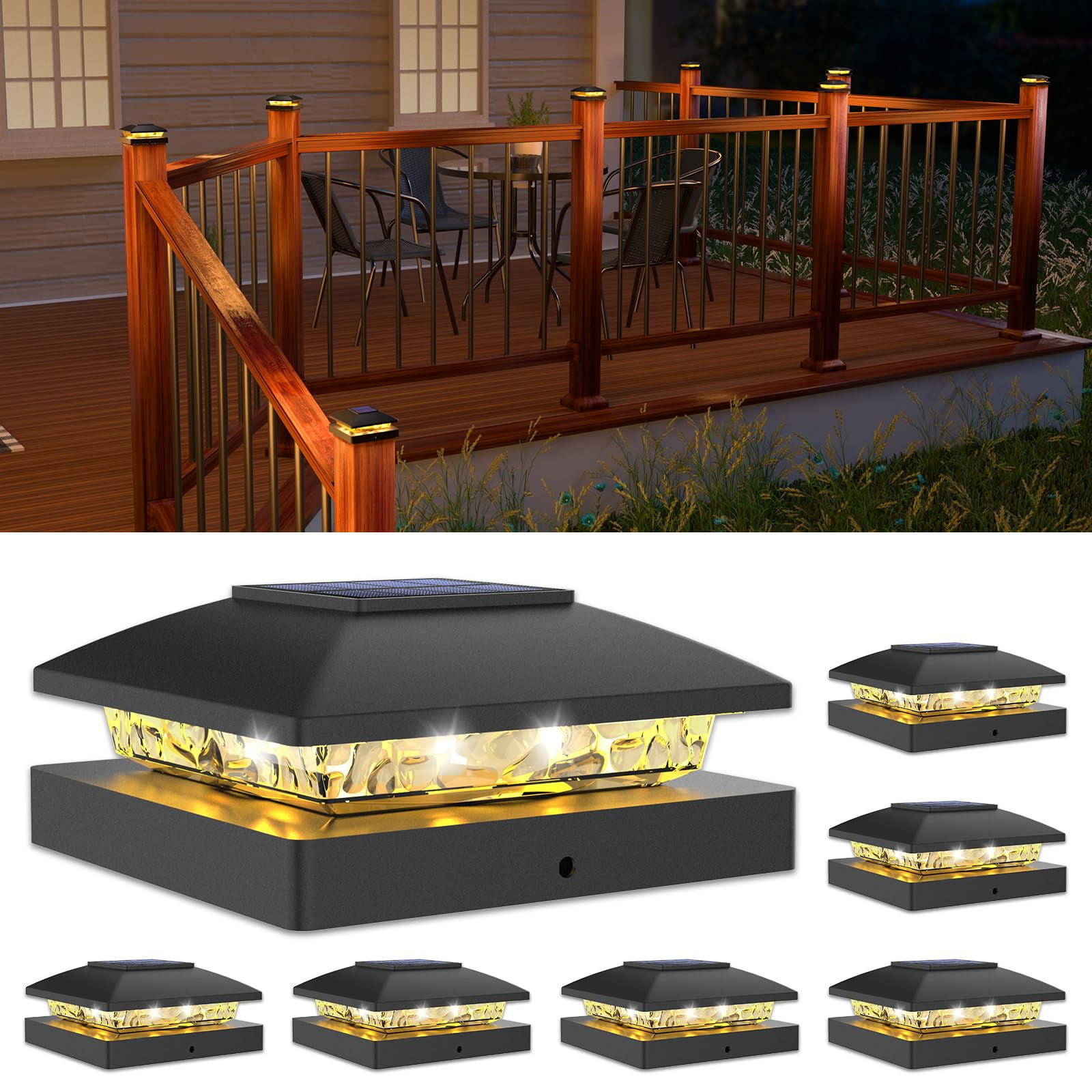 Luz Solar Para Poste Volisun 4x4 Impermeable, Blanco Cálido