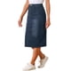 thumbnail image 4 of INSPIRE CHIC Falda Midi de Mezclilla de Cintura Alta para Mujer Falda de Jean Elástica con Abertura Trasera y Bolsillos Negro Azul M, 4 of 6
