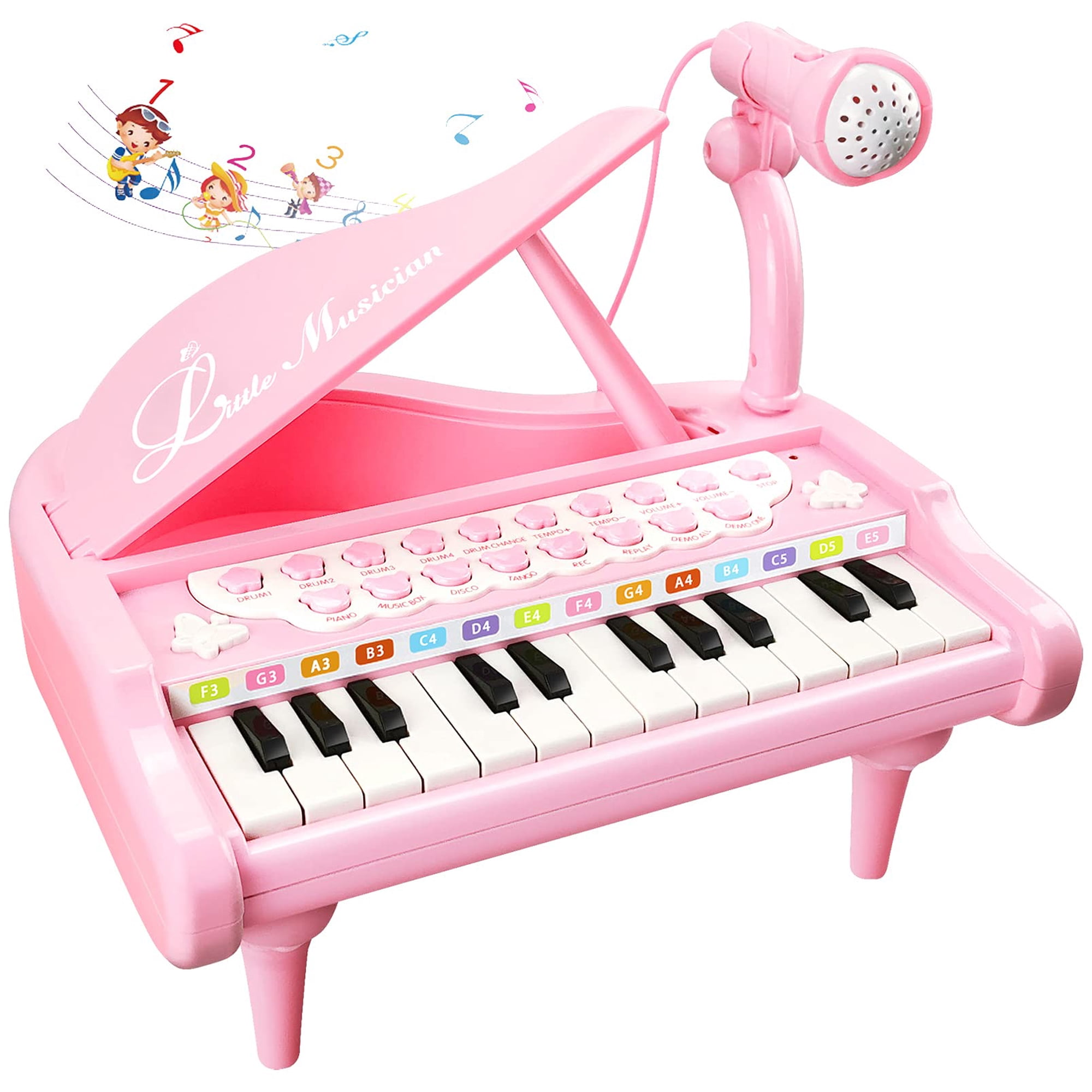 Piano Toy Love&mini Pink Para Niñas De 1 Año O Más Con Micrófono