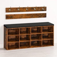 Klik Muebles - Banco Organizador Con Zapatero Y Percheros Rústicos