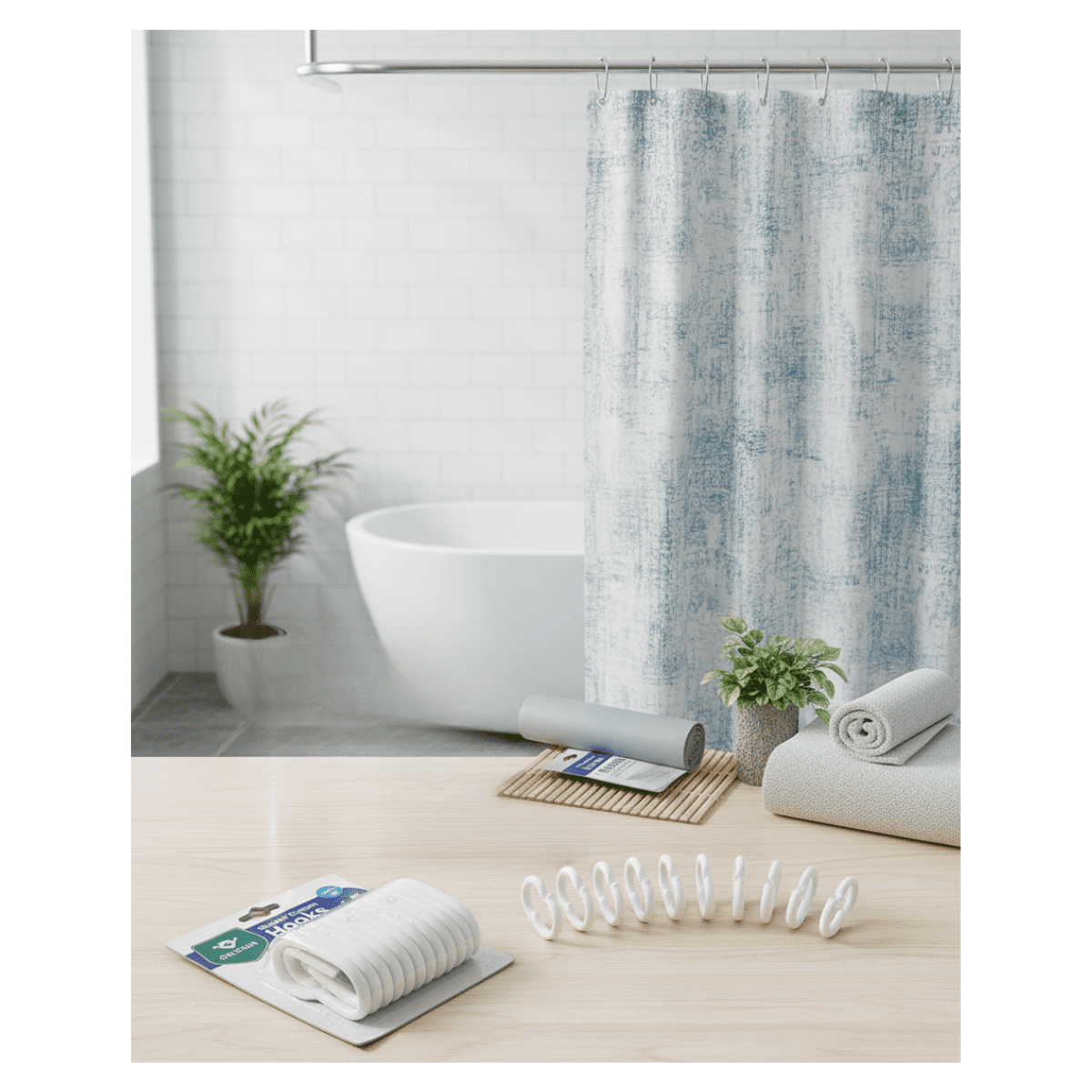 Genérico - Set De 12 Ganchos Para Cortina De Baño Blanco