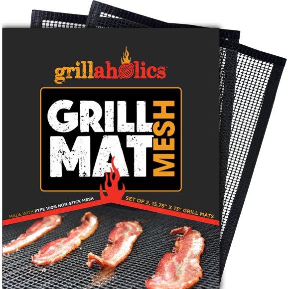 Juego de 2 mallas para barbacoa Grillaholics, antiadherentes, de por vida