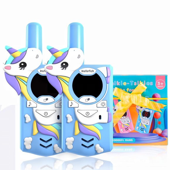 Walkie Talkies Insforfich Unicorn 3-12 años, 3 canales, azul