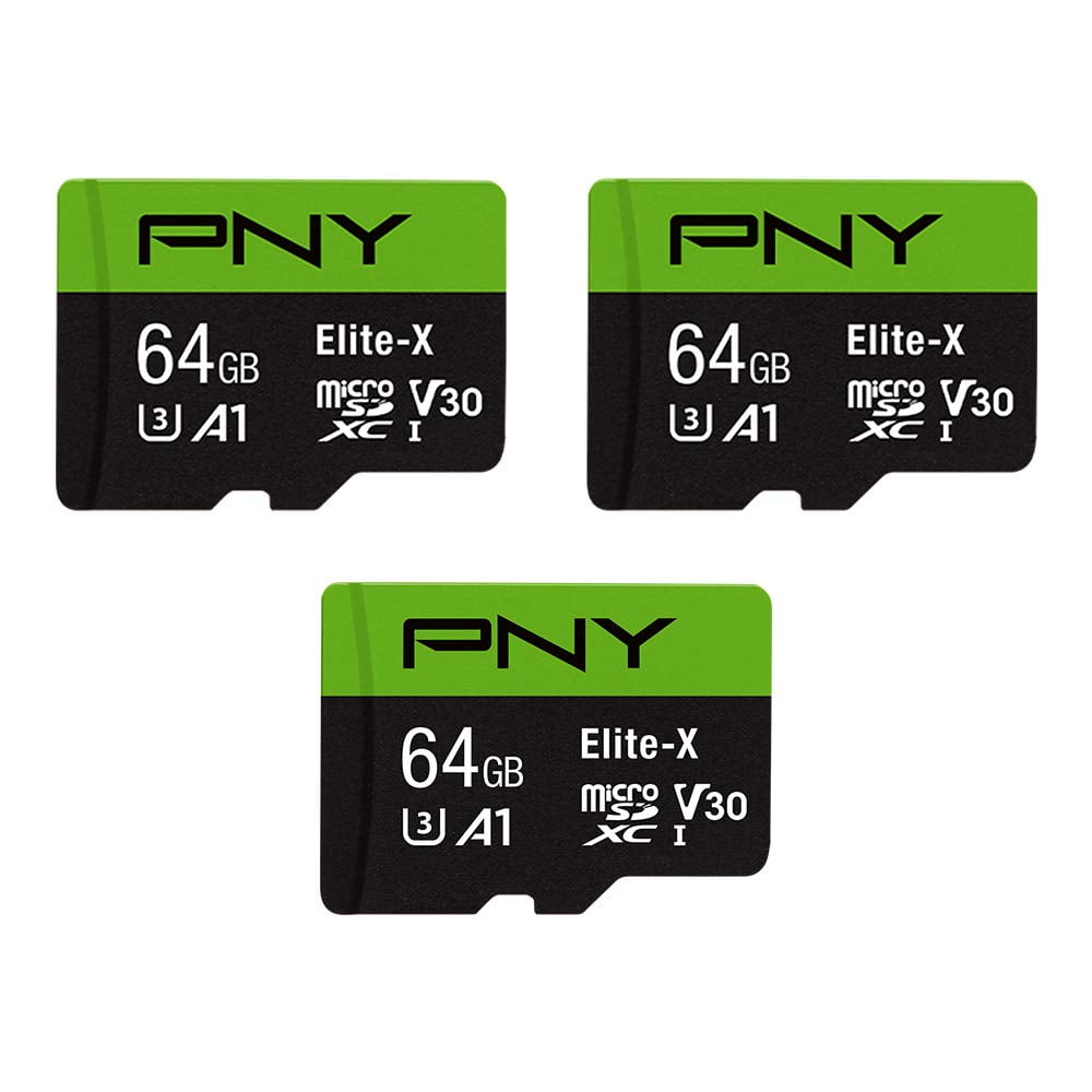 Tarjeta De Memoria Pny Elite-x Microsdxc De 64 Gb, Clase 10 U3 V30, Paquete De 3