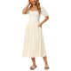 thumbnail image 2 of INSPIRE CHIC Falda de Lino para Mujer Verano Casual Flowy Swing Elástica de Cintura Alta A-Line Boho Midi Faldas con Bolsillos L Beige, 2 of 6