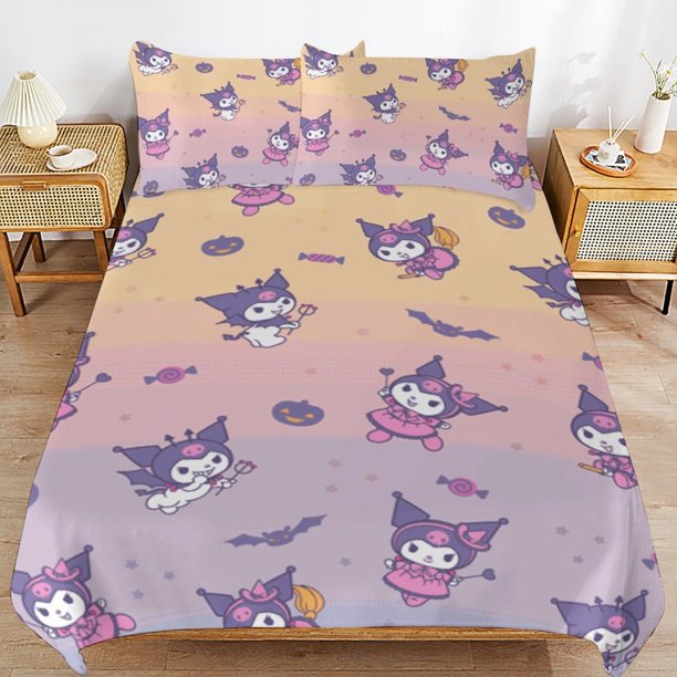 Kuromi Duvet Cover Set 3 Piece Bedding Set Double Sided Printing Decorative Comforter Cover Set