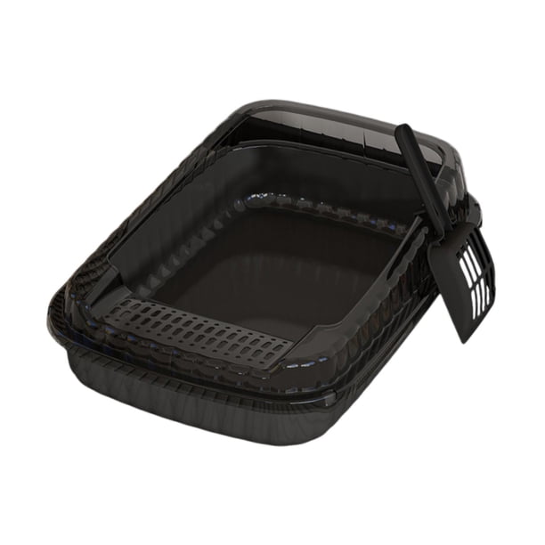 Bandeja de arena para mascotas de arena, bandeja de lata de gato portátil, inodoro de baños de gato para buzón para mascotas pequeñas gatos pequeños negro