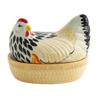 Magideal - Cesta De Almacenamiento De Huevos Con Diseño De Pollo, Cesta De Recolección De Huevos, Cesta Decorativa, Organizador, Recipiente Rústico Para Huevos P Cerámica Colorida