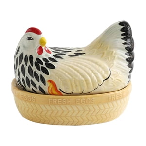 Magideal - Cesta De Almacenamiento De Huevos Con Diseño De Pollo, Cesta De Recolección De Huevos, Cesta Decorativa, Organizador, Recipiente Rústico Para Huevos P Cerámica Colorida