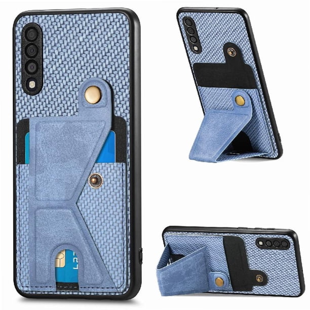 Funda Resistente para Samsung Galaxy A50/A50S/A30S con Tarjetero y Soporte, Diseño Magnético Azul