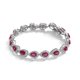 thumbnail image 2 of Pulseras de Rubí Creado Corte Pera Chapadas en Oro de 18K para Mujer Pulsera de Tenis de Plata Esterlina S925 para Esposa 6-9 Pulgadas, 2 of 7