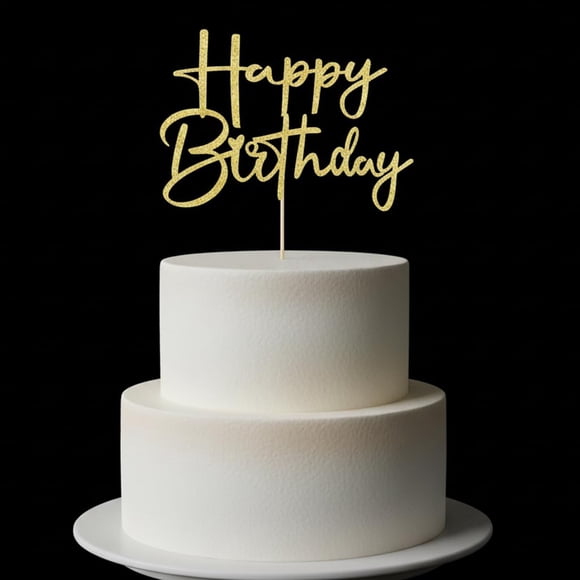 Decoración Para Tartas Con Purpurina Para Cumpleaños Hecha A Mano Dorada