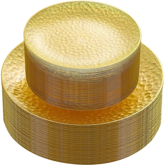 Platos de Plástico Rubtlamp, 60 piezas, 10 in, Borde Dorado