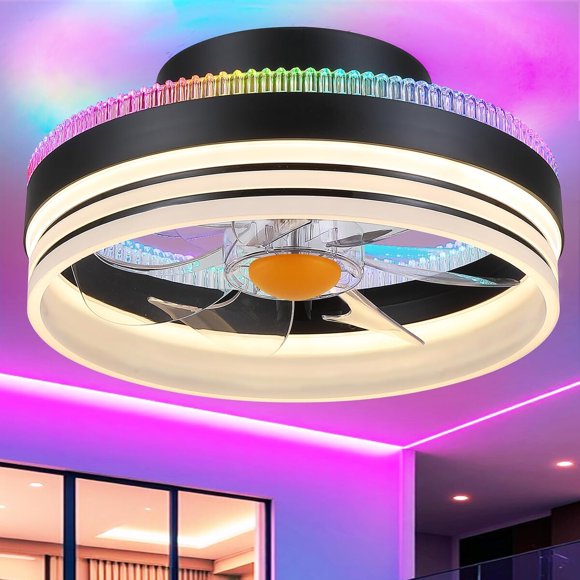 Ventilador de Techo Mpayel RGB de 13 pulgadas con Luz y Bajo Perfil