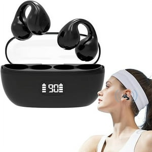 Veat00L - Audifonos Deportivos Inalambricos 5.3 Con Clip De Conducción Ósea, Pantalla Led Y Micrófono Incorporados - Bluetooth Y 24 Horas De Duración