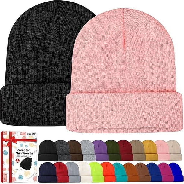 Gorros para hombre y mujer, paquete de 2, para otoño e invierno, unisex, cálidos, de punto, suaves, para esquí, CLT01