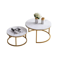 Click Ventas - Mesa De Centro Doble Mesa Auxiliar Redonda Moderna Sala Blanca