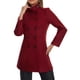 thumbnail image 1 of INSPIRE CHIC Abrigo de Mujer de Doble Botonadura con Cuello Alto, Manga Larga, Largo Midi, Color Burdeos, Talla XL, 1 of 6