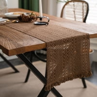 Xusx111 - Estilo Boho Mesa Corredor, Casa De Campo Tejida Decoración Del Hogar, Ropa De Algodón Con Decoración De Mesa De Comedor Borsela, Revestimiento De Mantel De Rayas Trenzado (Caracteres De Arro