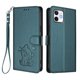 thumbnail image 1 of iPhone 12/12 Pro Funda Billetera con Estampado de Gato, Verde Oscuro, 1 of 6