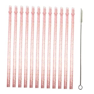 Magideal - Conjunto De 12 Pajitas Reutilizables Para Celebraciones Y Ocasiones Especiales , Rosa