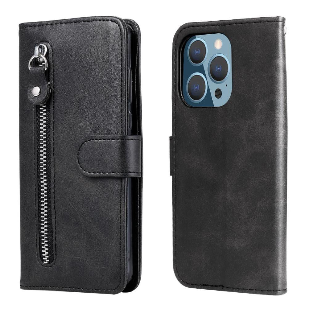 Gangxun - Funda Con Cremallera Para Iphone 11 Pro, Carcasa Cartera De Cuero Pu Con Soporte Y Tarjetero