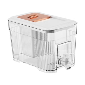 Magideal - Dispensador De Jugo Helado Con Hervidor Frío De 6 Litros, Tapa Pequeña Para Tirar, Dispensador De Bebidas Para Refrigerador, Soporte Transparente Resi Blanco