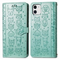 Funda Cartera Foxdock Para Iphone 11 , Flip Pu Con Relieve De Gatos Y Perros, Tarjetero Y Soporte
