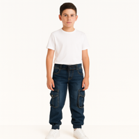 Kibou - Pantalón Jogger Cargo Mezclilla Niño