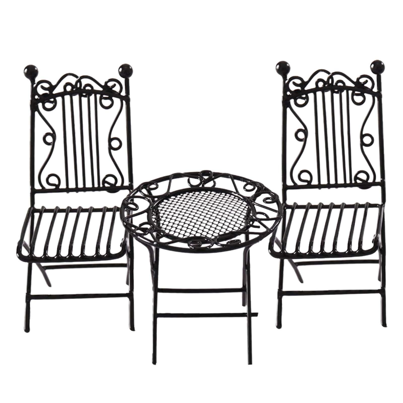 Magideal - Juego De Mesa De Comedor En Miniatura Para Casa De Muñecas, 3 Piezas, 1:12, Mini Adornos De Mesa, Artesanía Simulada, Muebles En Miniatura, Habitación Negro