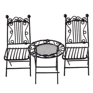 Magideal - Juego De Mesa De Comedor En Miniatura Para Casa De Muñecas, 3 Piezas, 1:12, Mini Adornos De Mesa, Artesanía Simulada, Muebles En Miniatura, Habitación Negro