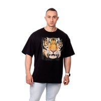 Sigel - Polera Hombre Oversize Estampado Tiger Negro Talla L