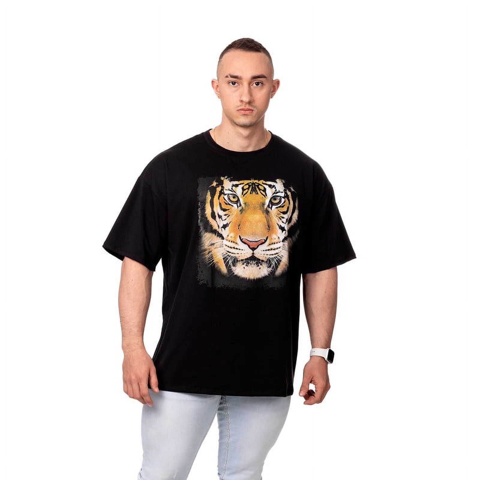 Sigel - Polera Hombre Oversize Estampado Tiger Negro Talla L