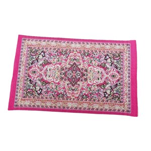 Magideal - 1/12 Alfombra De Suelo Simulación Escena De La Vida Dormitorio Sala De Estar Hogar 16X10Cm Micro Paisaje Casa De Muñecas Suelo Revestimientos De Seda Rosa