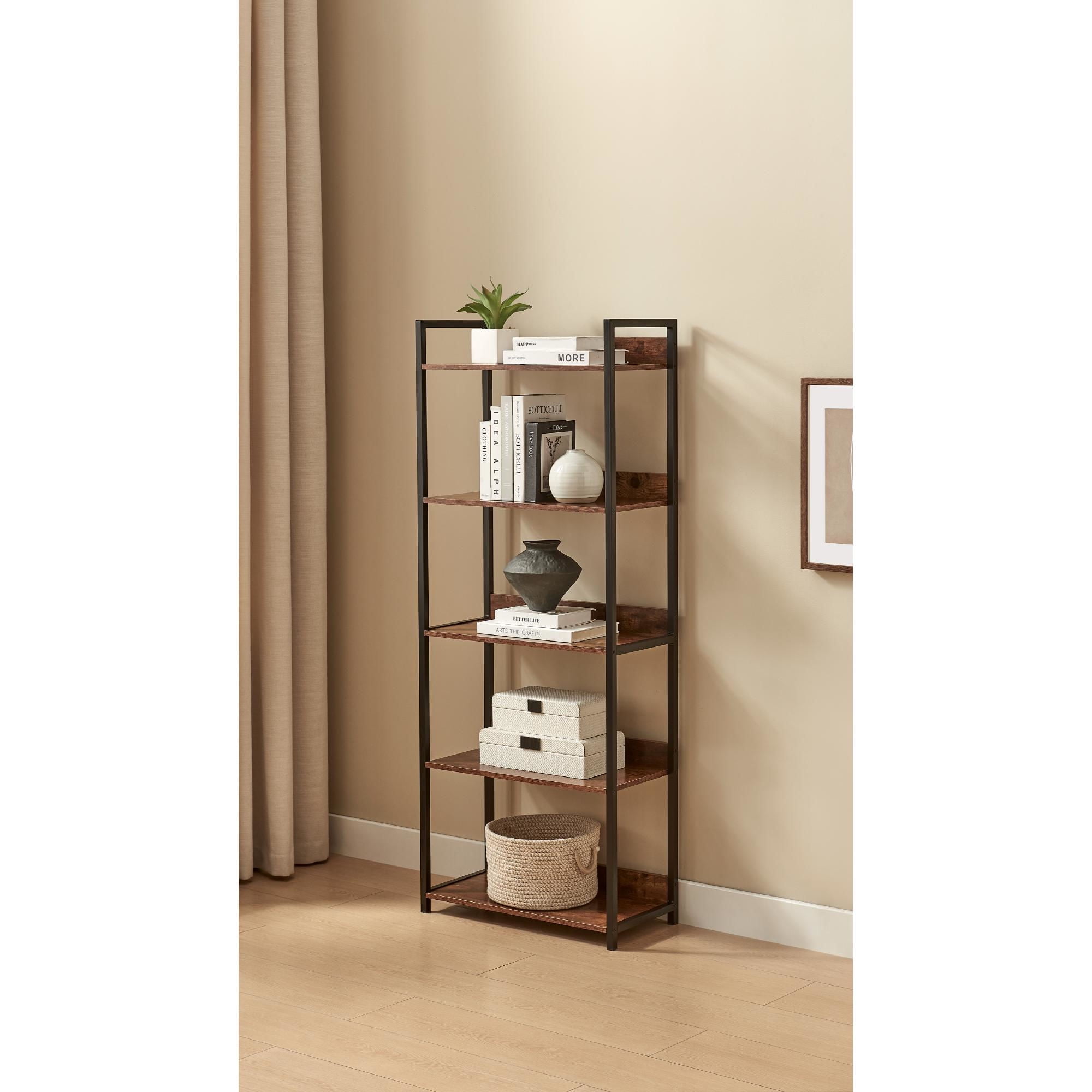 Mainstays - Estante Industrial Rectangular 5 Repisas Negro-Marron