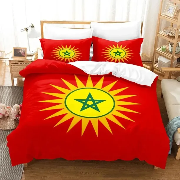 3D Print Morocco Flag Bedding Set Boys Girls Twin Queen Size Duvet Cover Pillowcase Bed Kids Adult Fashion Home Textileextile