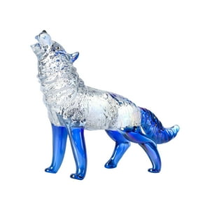 Veat00L - Imagen De Lobo De Cristal, Hecha A Mano, Decoración De La Estatua De Lobo De Los Amantes Del Lobo De Cumpleaños Y Navidad, Colección De Animales De Vidrio, Compacta Y Exquisita