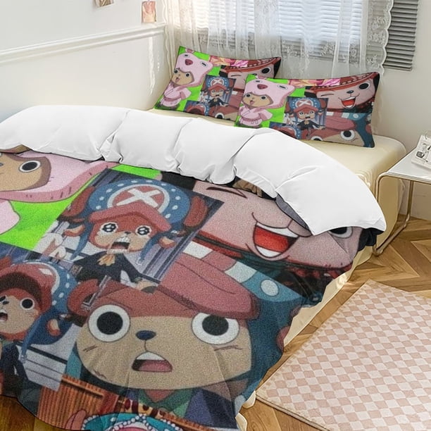 Tony Tony Chopper Bed Duvet Cover Funny Anime Cartoon Bedding Sets Lightweight 3 Piece Comforter Sets