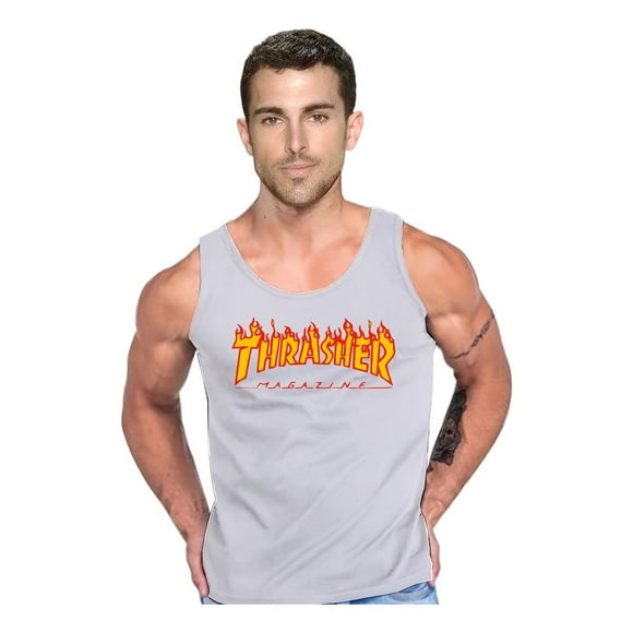 Polera Thrasher Magazine Gimnasio Musculosa Tank Gym Talla L Gris Hombre