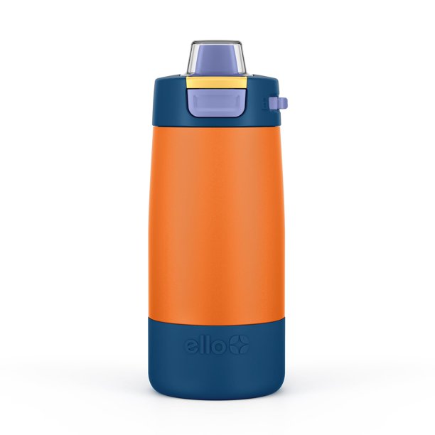 Ello Kids Colby Botella de Agua Aislada de Acero Inoxidable 12 oz con Pajilla, Color Atardecer