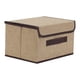 thumbnail image 1 of REGALWOVEN Cesta de Almacenamiento de Tela Plegable con Tapa y Asa, Cubo de Almacenamiento para Estantes Organizando Ropa Libros Beige 10*7.5*6in, 1 of 7