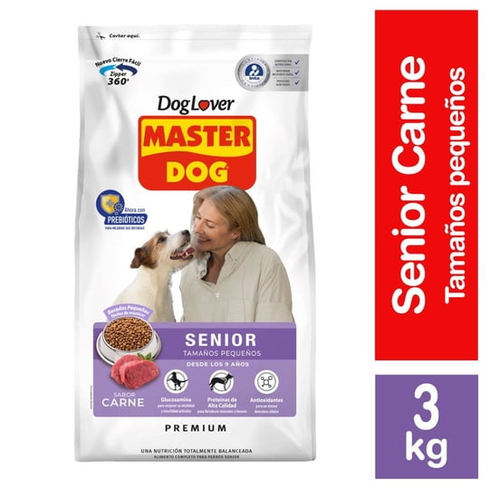 Alimento Seco Perro Senior Raza Pequeña Carne Bolsa 3 kg Master Dog