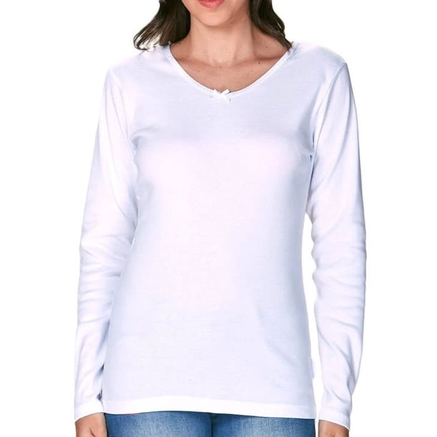 Camiseta Mujer Lady Genny K-321 Algodón Rib Manga Larga