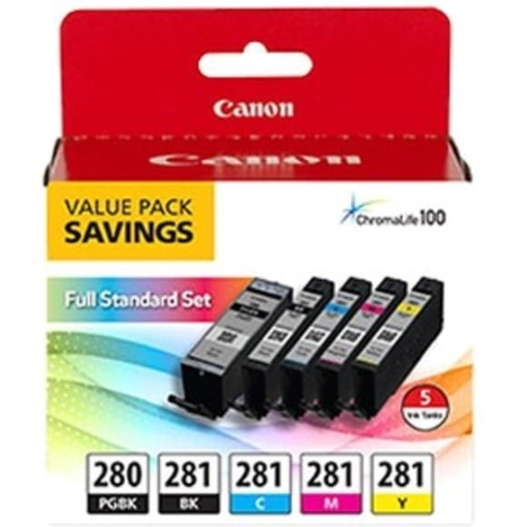 Paquete de tintas Canon PGI-280/CLI-281 de 5 colores para TS8120, TS6120