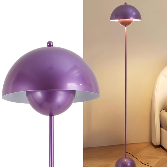 Lámpara De Pie Color Perla Púrpura De 160 Cm Pantalla De Metal 110 V